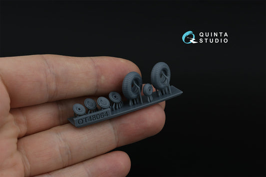 Quinta Studio QT48064 1:48 LaGG-3, MiG-3, La-5/La-7/La-9, Yak-7/Yak-9, I-185/250 Wheels (radial tread) (3D-Printed)(all kits) (designed to be used with Zvezda kits)