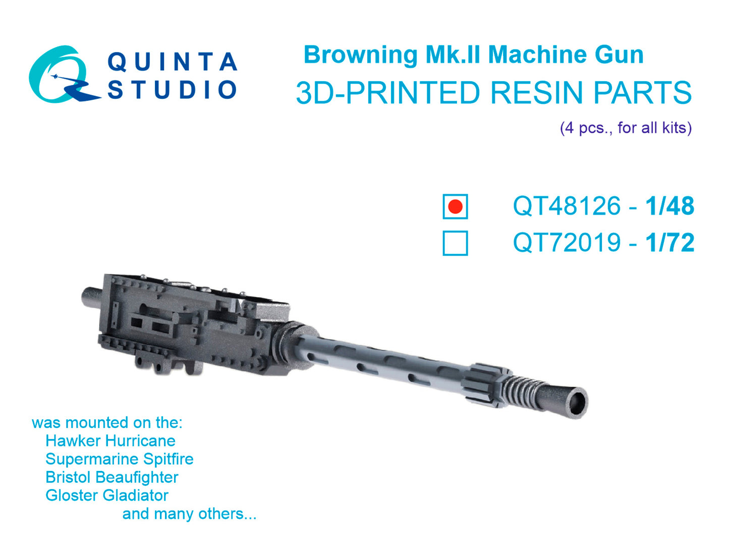 Quinta Studio QT48126 1:48 Browning Mk.II Machine gun, 4 pcs
