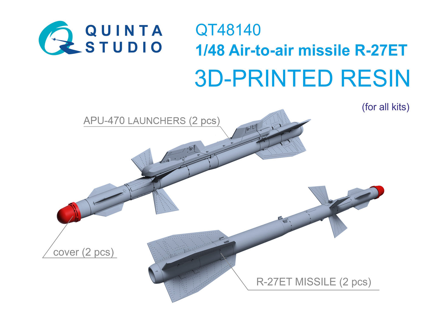 Quinta Studio QT48140 1:48 R-27ET Air-to-Air Missiles with APU-470 Launchers, 2 pcs