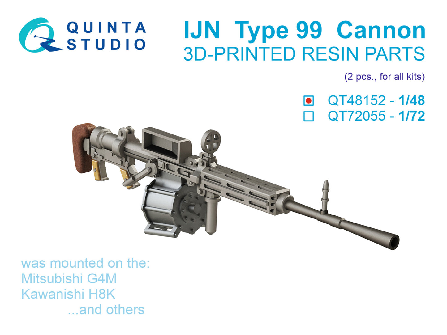 Quinta Studio QT48152 1:48 IJN Type 99 Cannon, 2 pcs (for all kits)