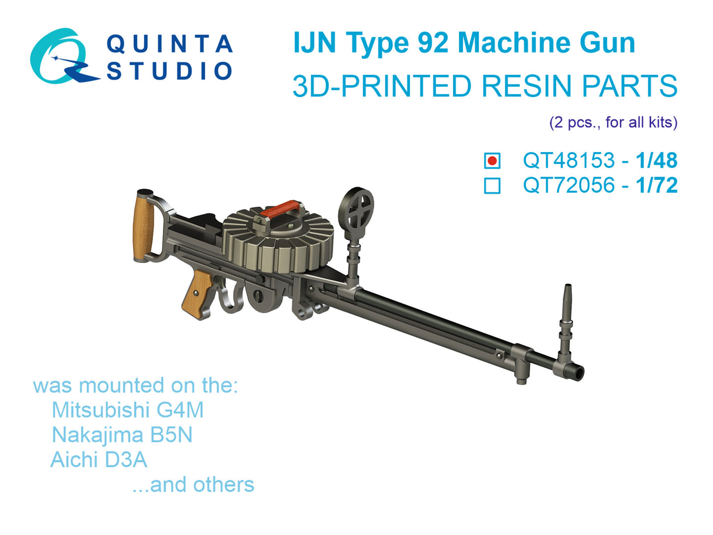Quinta Studio QT48153 1:48 Type 92 Machine Gun, 2 pcs (for all kits)