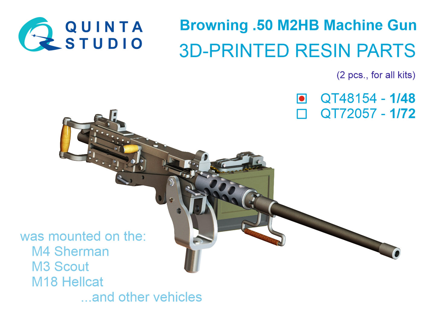 Quinta Studio QT48154 1:48 Browning .50 M2HB Machine Gun, 2 pcs (for all kits)