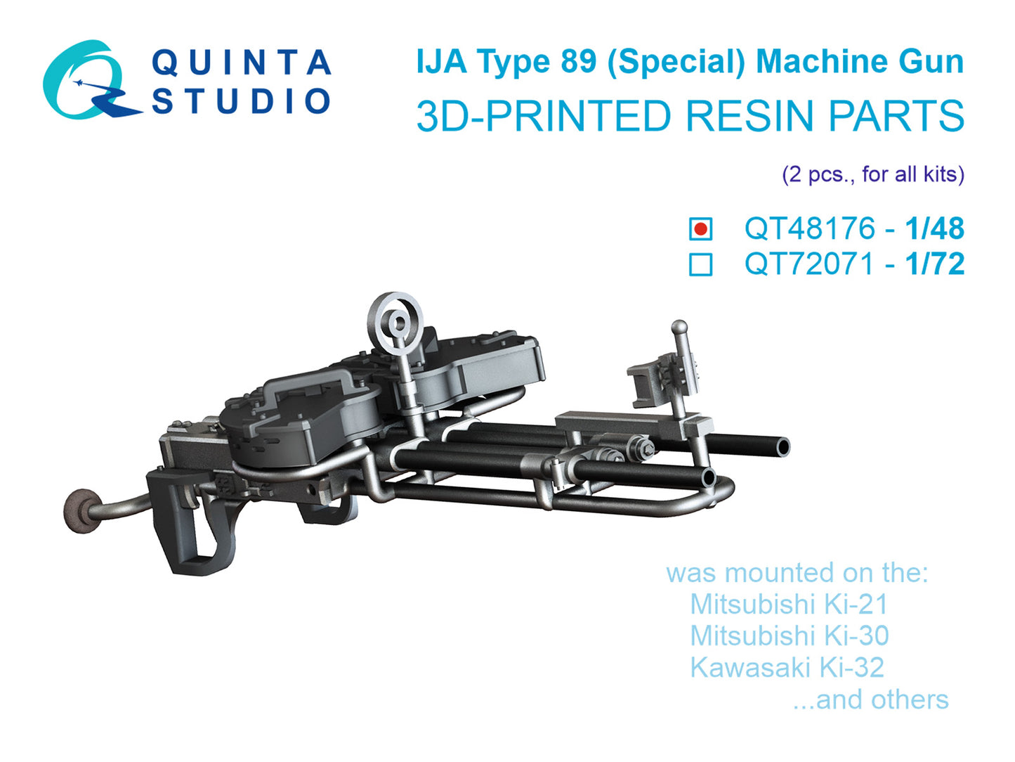 Quinta Studio QT48176 1:48 Type 89 (Special), WWII IJA Twin Machine Gun Mount, 2 pcs