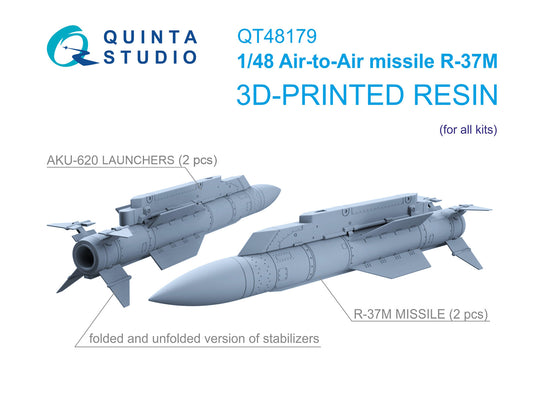 Quinta Studio QT48179 1:48 R-37M Air-to-Air Missiles with Launchers, 2 pcs