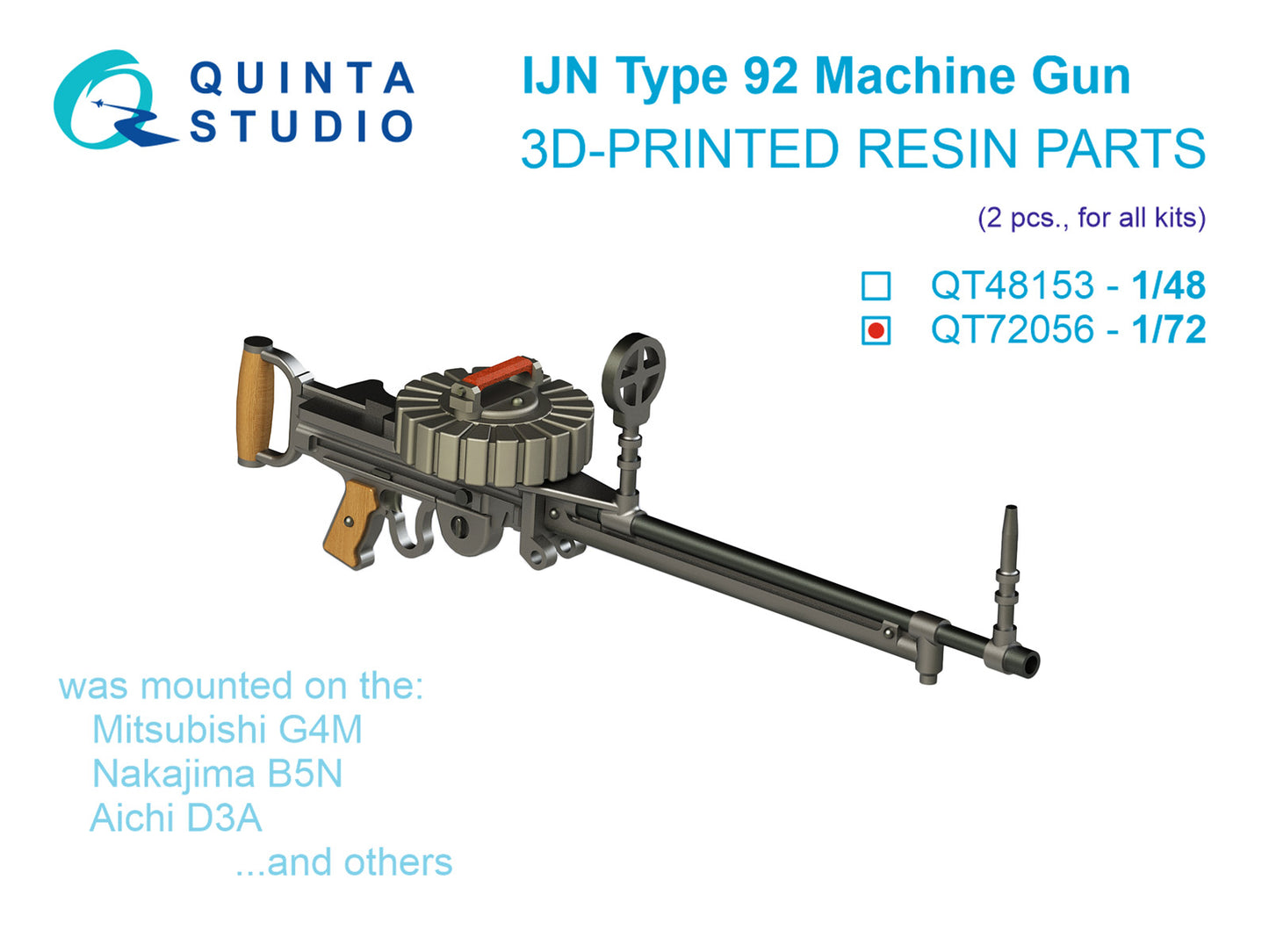 Quinta Studio QT72056 1:72 Type 92 Machine Gun, 2 pcs (for all kits)