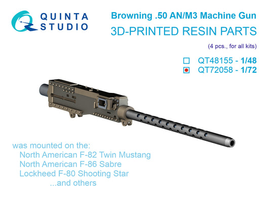 Quinta Studio QT72058 1:72 Browning .50 ANM3 Machine Gun, 4 pcs (for all kits)