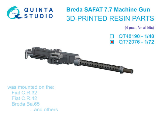 Quinta Studio QT72076 1:72 Italian Breda SAFAT 7.7, WWII Italian Machine Gun, 4 pcs