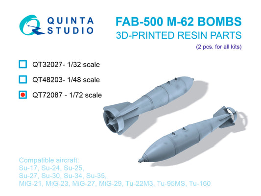 Quinta Studio QT72087 1:72 FAB-500 M-62 Bombs