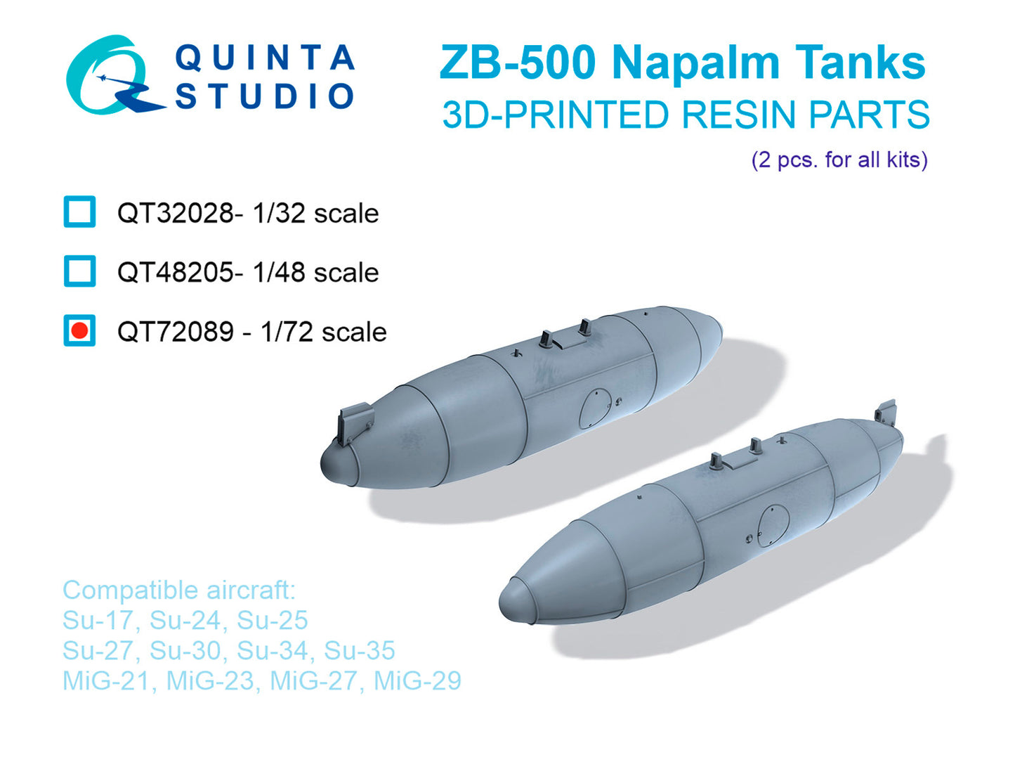 Quinta Studio QT72089 1:72 ZB-500 Napalm tanks