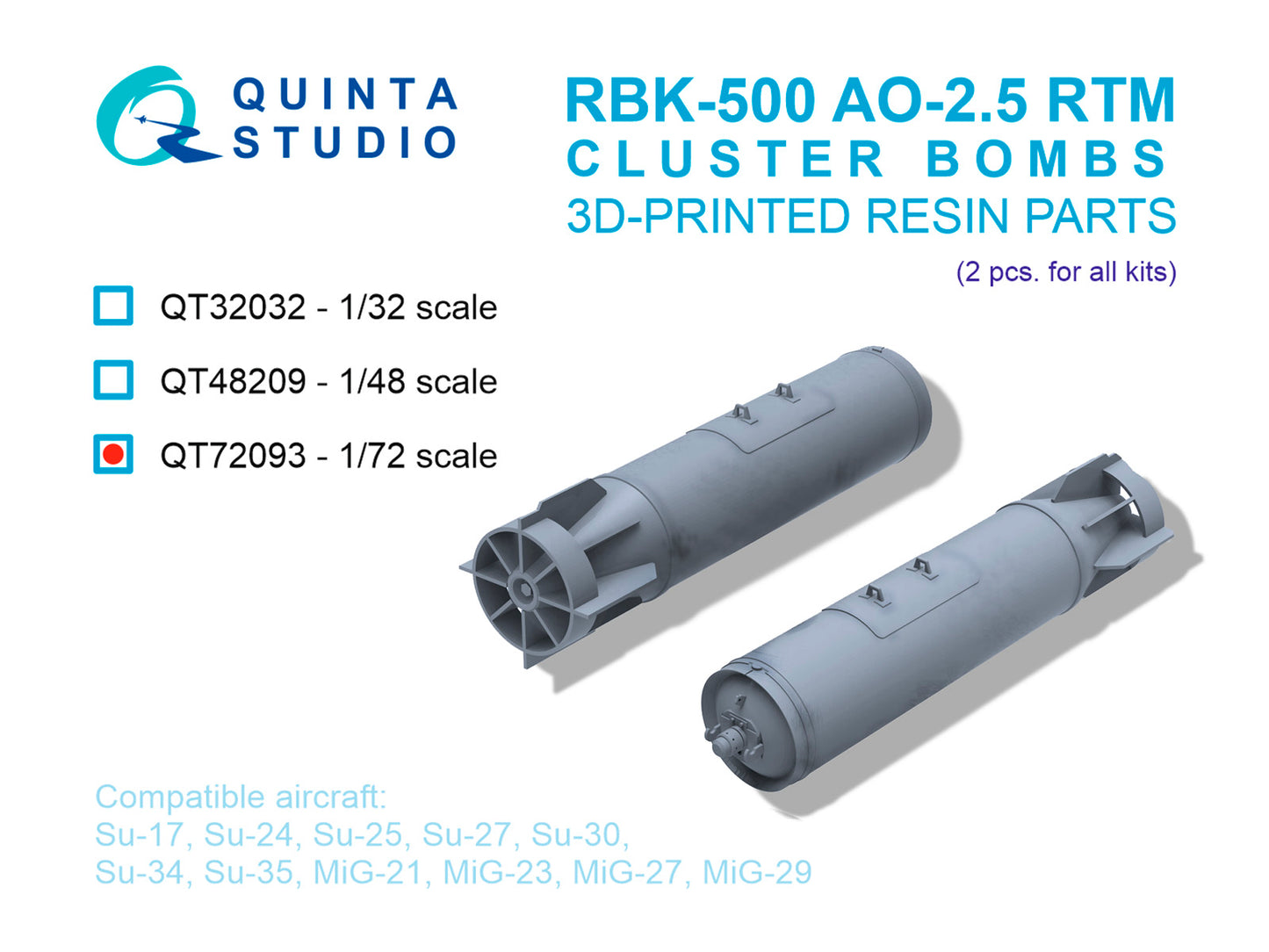 Quinta Studio QT72093 1:72 RBK-500 AO-2.5 RTM Cluster Bombs