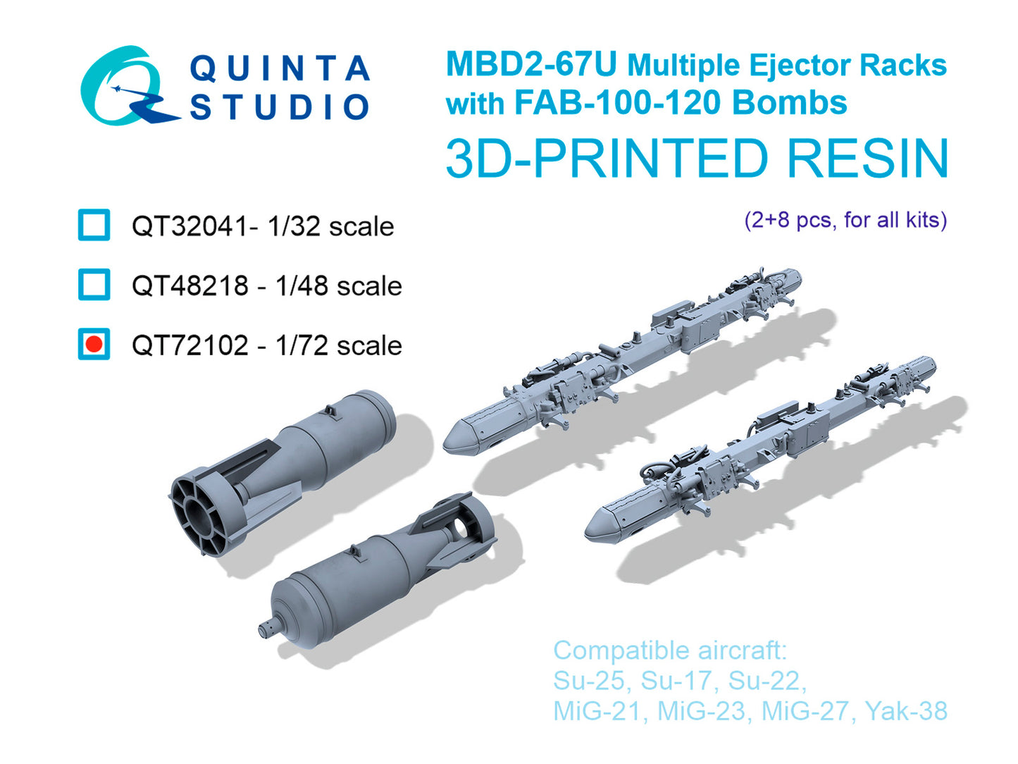 Quinta Studio QT72102 1:72 MBD2-67U Multiple ejector racks with FAB-100-120 Bombs