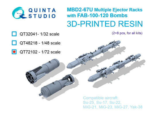 Quinta Studio QT72102 1:72 MBD2-67U Multiple ejector racks with FAB-100-120 Bombs