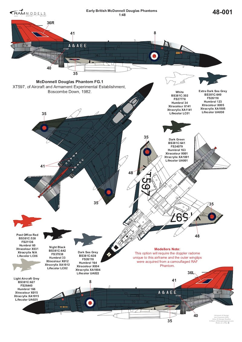 Ram Models M48001 1:48 Early British McDonnell-Douglas Phantoms