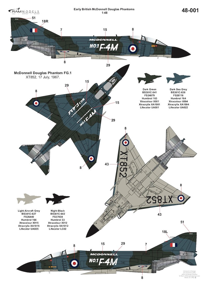 Ram Models M48001 1:48 Early British McDonnell-Douglas Phantoms