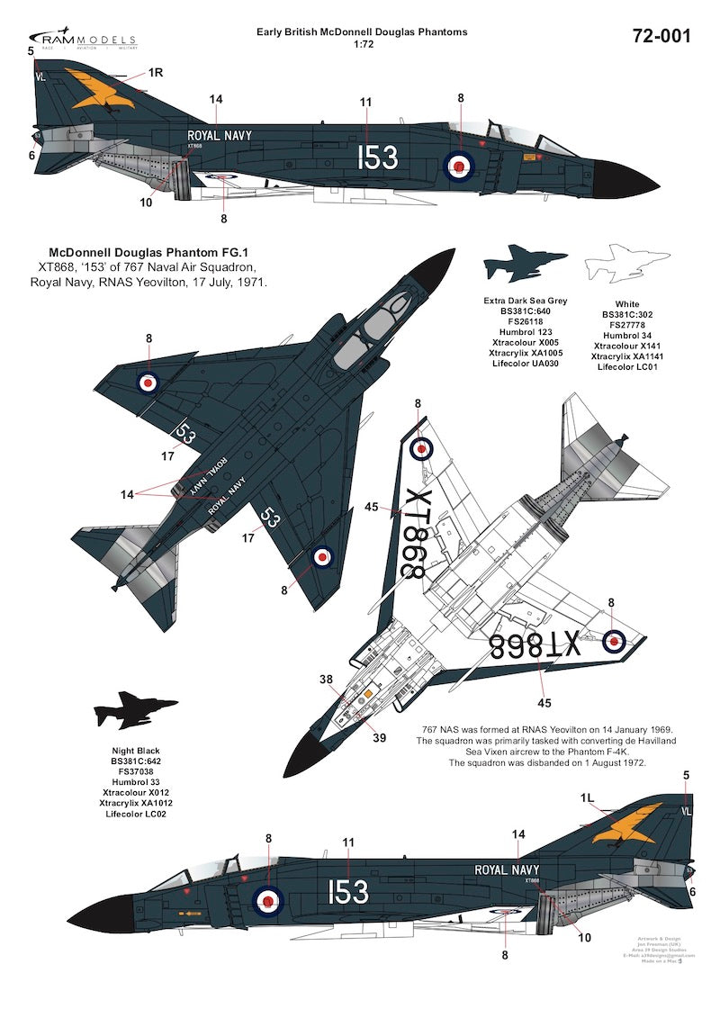 Ram Models M72001 1:72 Early British McDonnell-Douglas Phantoms