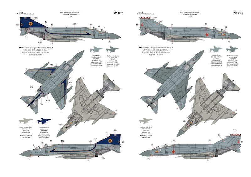 Ram Models M72002 1:72 RAF McDonnell-Douglas Phantom FG.1/FGR.2 Unusual Schemes for 12 aircraft