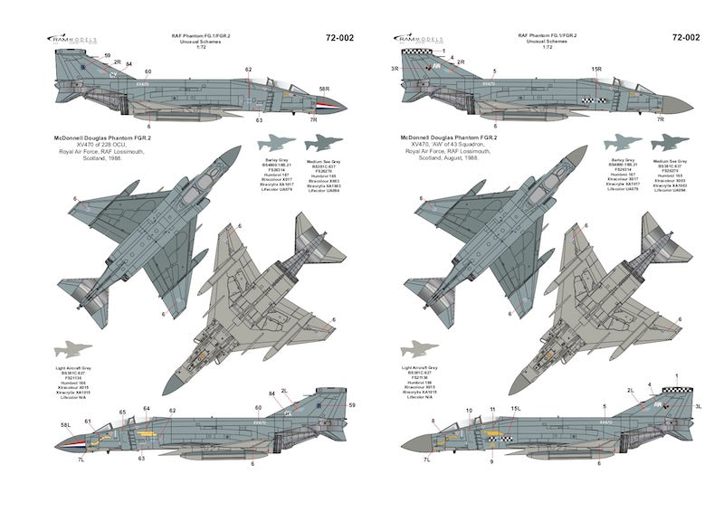 Ram Models M72002 1:72 RAF McDonnell-Douglas Phantom FG.1/FGR.2 Unusual Schemes for 12 aircraft