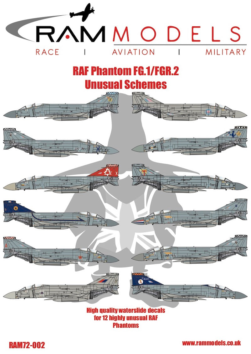 Ram Models M72002 1:72 RAF McDonnell-Douglas Phantom FG.1/FGR.2 Unusual Schemes for 12 aircraft