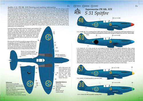 Moose Republic Decals 48006 1:48 S 31 Supermarine Spitfire Pr Mk.XIX