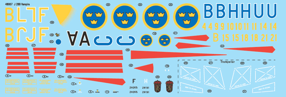 Moose Republic Decals 48007 1:48 J 28B/de Havilland Vampire FB.5