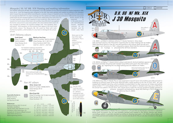 Moose Republic Decals 48008 1:48 J 30/de Havilland Mosquito NF.30 Mk.XIX [Mk.VI]