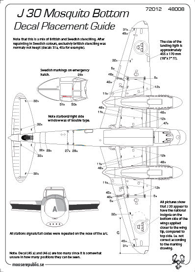 Moose Republic Decals 48008 1:48 J 30/de Havilland Mosquito NF.30 Mk.XIX [Mk.VI]