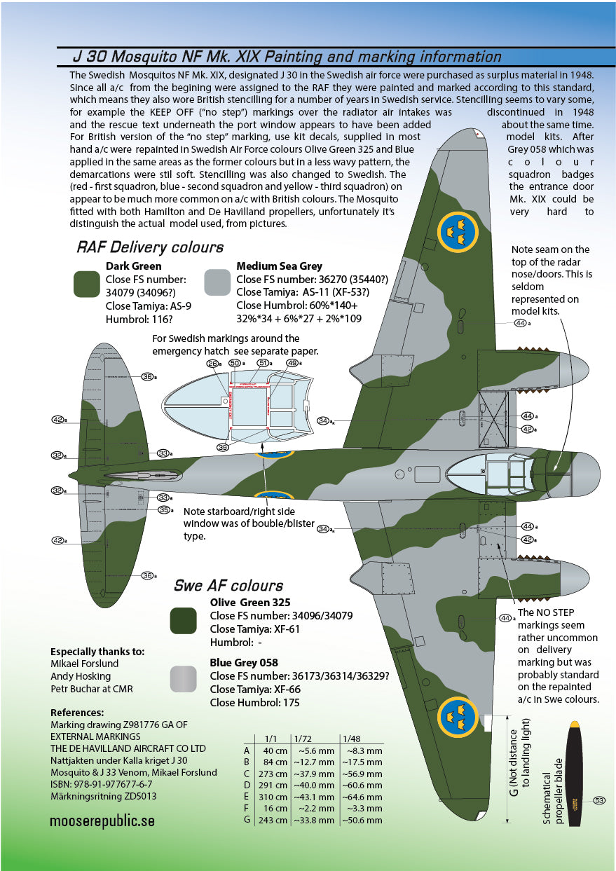 Moose Republic Decals 48008 1:48 J 30/de Havilland Mosquito NF.30 Mk.XIX [Mk.VI]