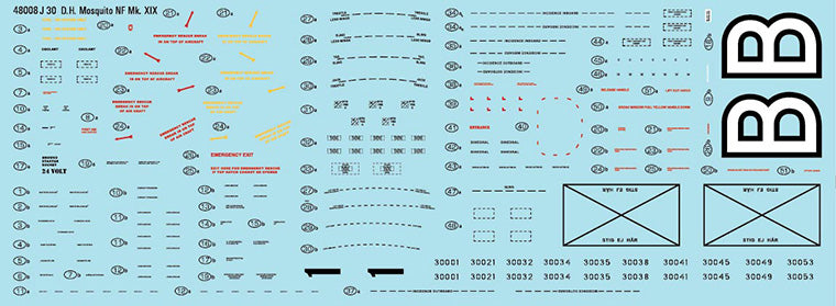 Moose Republic Decals 48008 1:48 J 30/de Havilland Mosquito NF.30 Mk.XIX [Mk.VI]