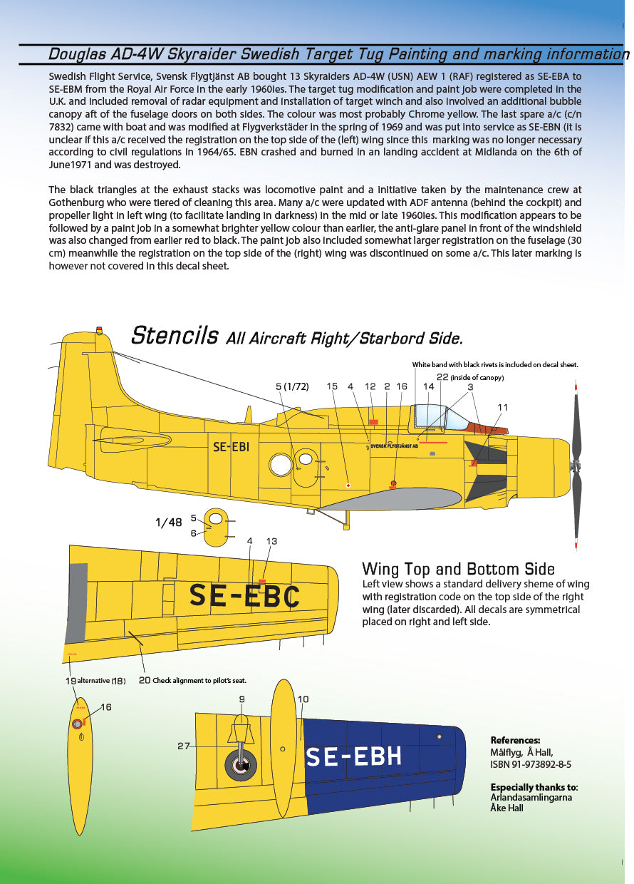 Moose Republic Decals 48009 1:48 Douglas AD-4W Skyraider Swedish Target Tug
