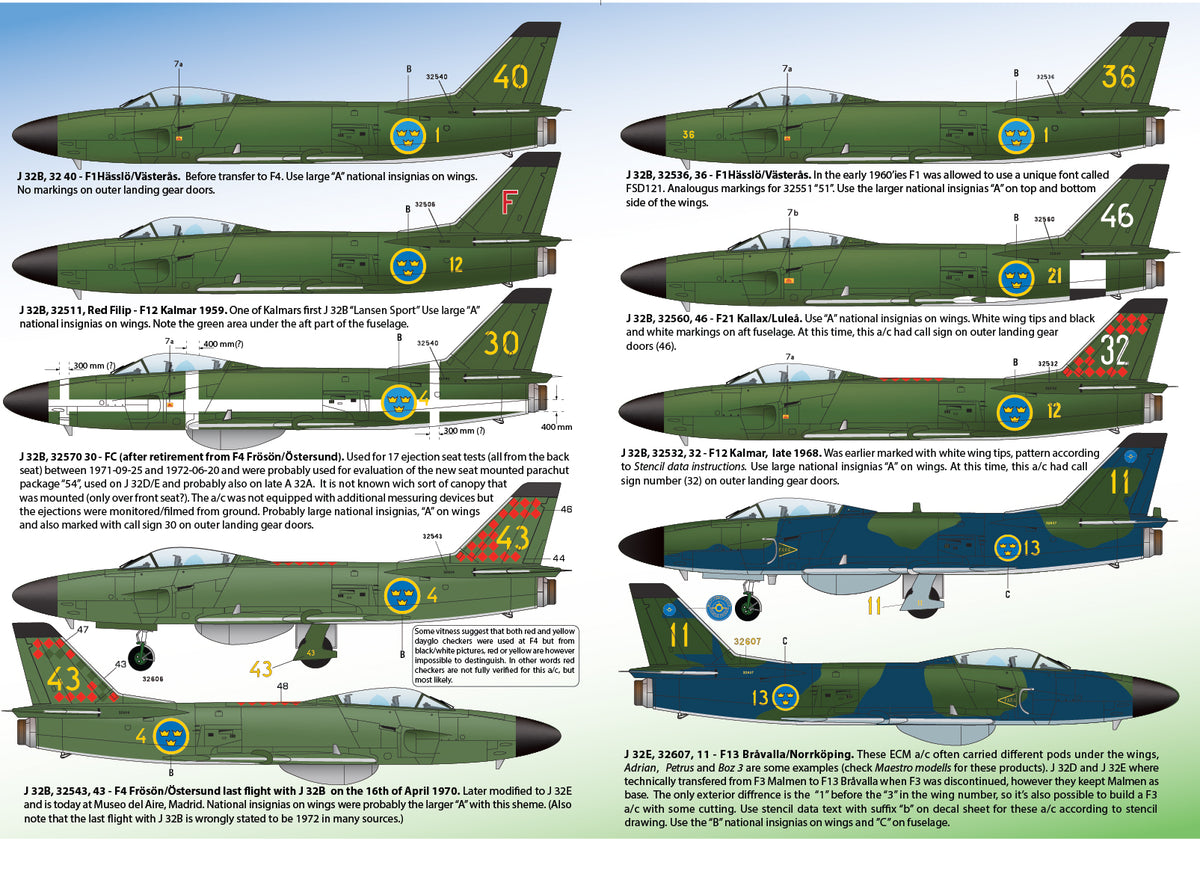 Moose Republic Decals 48016 1:48 Saab J-32B/E 'Lansen' Interceptor & ECM