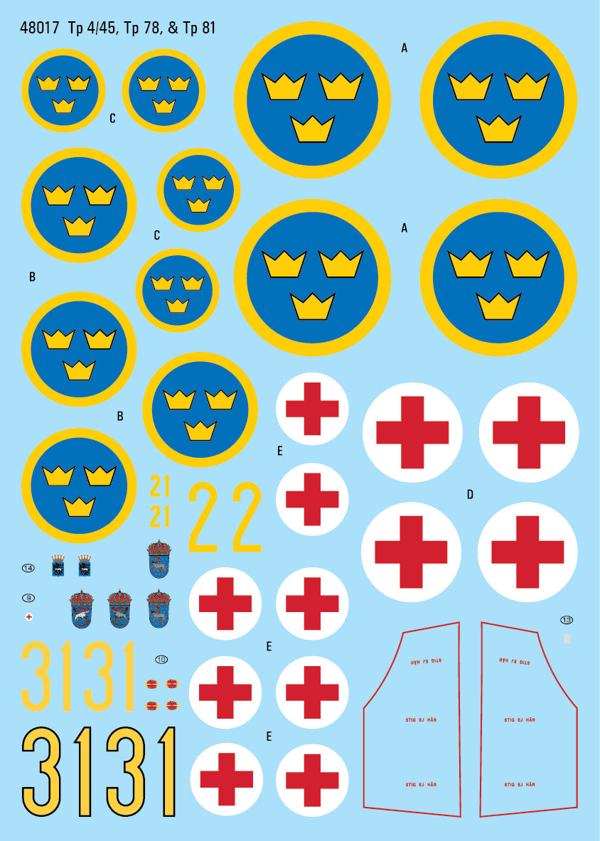 Moose Republic Decals 48017 1:48 Beech 18, UC-64A Norseman &  JRF-5 Goose ambulance combination decal sheet