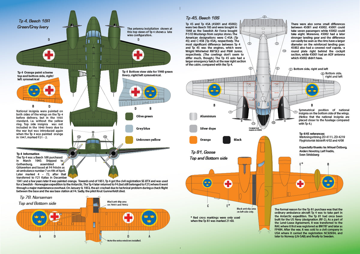 Moose Republic Decals 48017 1:48 Beech 18, UC-64A Norseman &  JRF-5 Goose ambulance combination decal sheet
