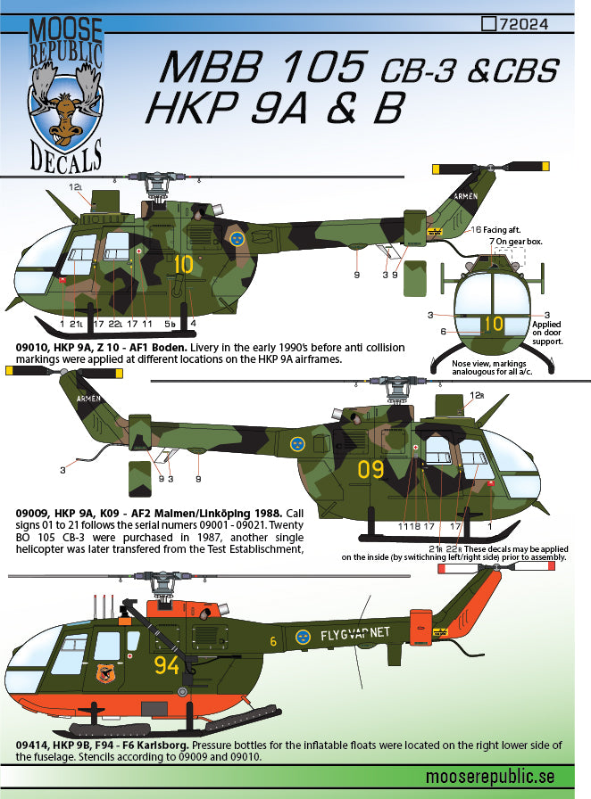 Moose Republic Decals 48018 1:48 MBB 105 CB-3 & CBS HKP 9A & B