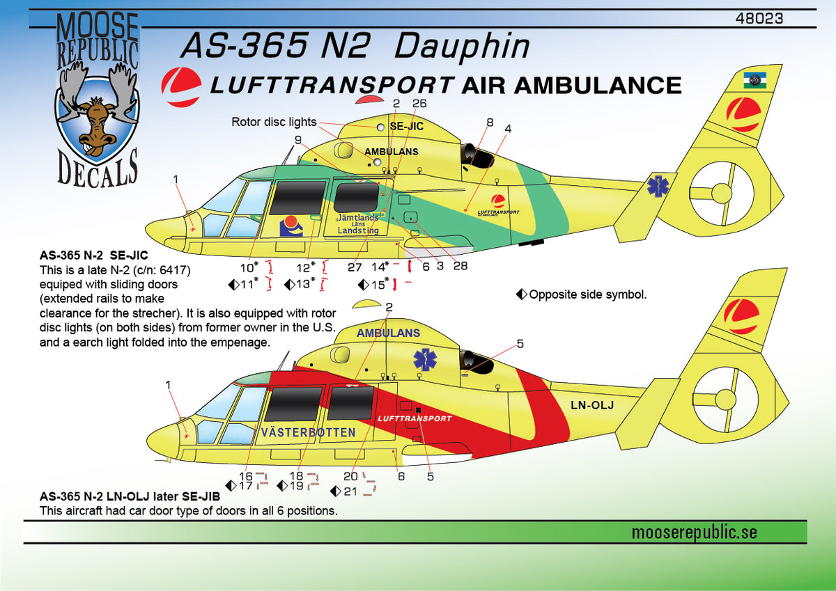 Moose Republic Decals 48023 1:48 AS-365 Ambulance