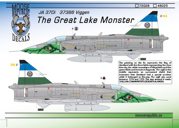 Moose Republic Decals 48025 1:48 Saab JA-37 Viggen 'Great Lake Monster'