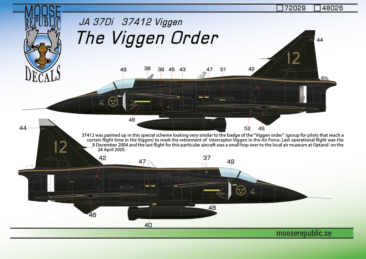 Moose Republic Decals 48026 1:48 Saab JA-37Di 37412 The Viggen Order