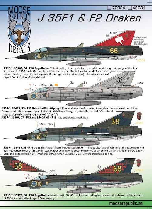 Moose Republic Decals 48031 1:48 Saab J-35F-1/J35F-2