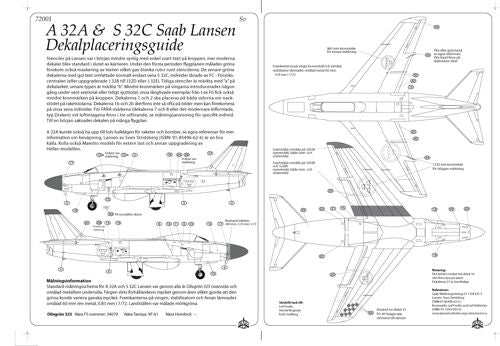 Moose Republic Decals 72001 1:72 A 32A S 32C Saab 'Lansen'