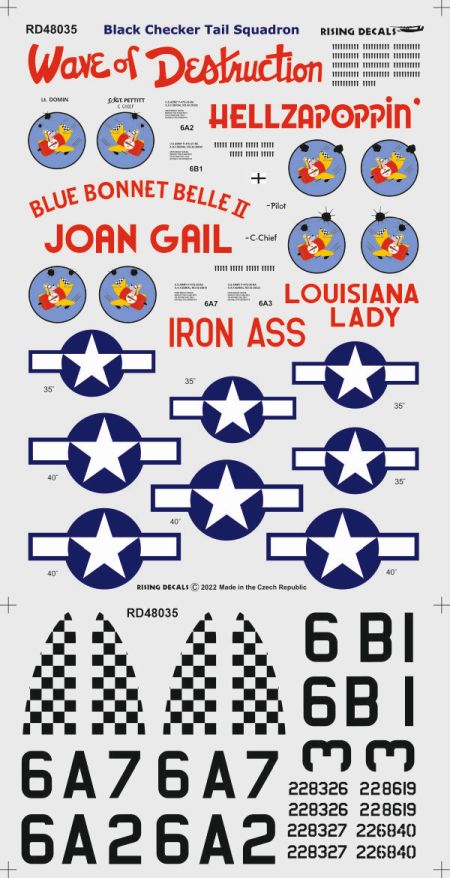 Rising Decals RD48035 1:48 Black Checker Tail Sqdr