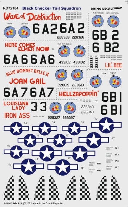 Rising Decals RD72104 1:72 Black Checker Tail Sqdr.