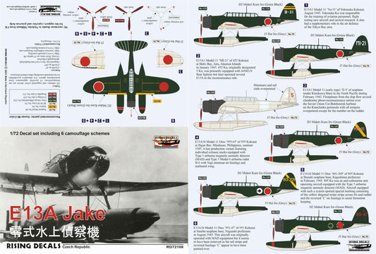 Rising Decals RD72108 1:72 Aichi E13A-1 Jake Floatplanes