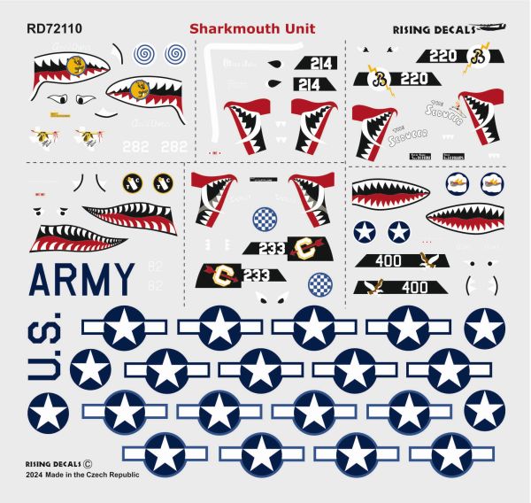 Rising Decals RD72110 1:72 Curtiss P-40K/P-40M/P-40N Sharkmouth Unit 51st Fighter Group over CBI