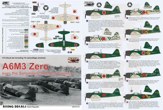Rising Decals RD72112 1:72 Mitsubishi A6M3 Zero over Solomons and New Guinea