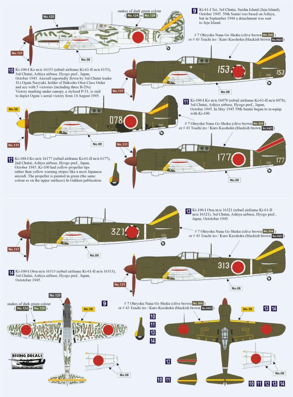 Rising Decals RD72114 1:72 Japanese Army Fighters Used by 59th Hiko Sentai