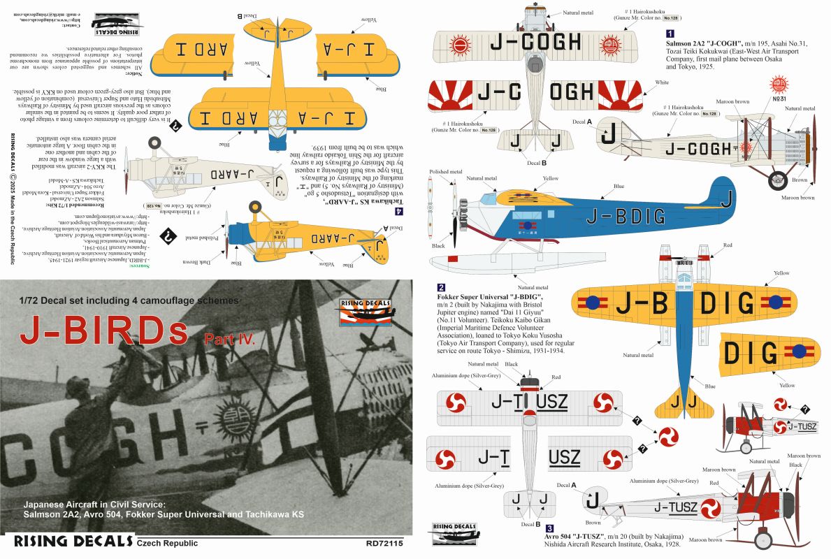 Rising Decals RD72115 1:72 J-BIRDs (4x camo) Part IV