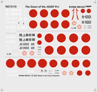 Rising Decals RD72119 1:72 Dawn of the JGSDF part I L-5, L-19 and L-21