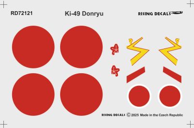 Rising Decals RD72121 1:72 Nakajima Ki-49-II Donryu x 1. 51st Kyoiku Hikoshidan camouflaged aircraft