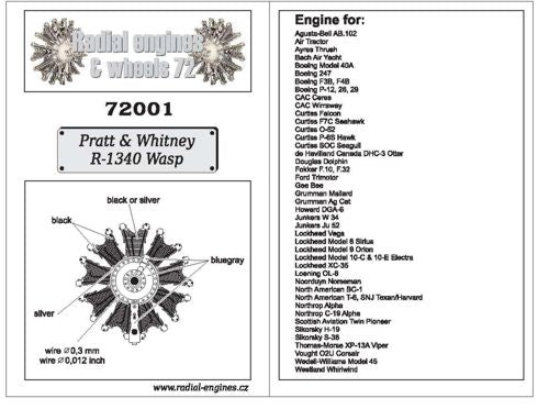 Radial Engines & Wheels 72001 1:72 Pratt & Whitney R-1340 Wasp Radial Engine
