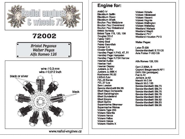 Radial Engines & Wheels 72002 1:72 Bristol Pegasus Radial Engine