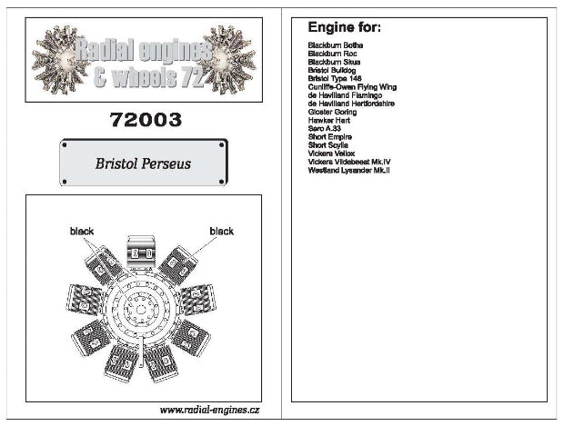 Radial Engines & Wheels 72003 1:72 Bristol Perseus Radial Engine